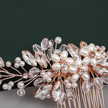 Load image into Gallery viewer, Fashion Rose Gold Wedding Hair Comb Handmade Bridal Hair Jewelry Accessory