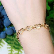 Load image into Gallery viewer, Cubic Zirconia Paved Setting - Gold Color Love Heart Shape Bracelet