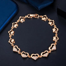 Load image into Gallery viewer, Cubic Zirconia Paved Setting - Gold Color Love Heart Shape Bracelet
