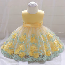 Load image into Gallery viewer, BeautifulYellowandTealFlowerGirlDressatTheEventLadyStore