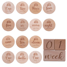 Load image into Gallery viewer, Baby Milestone 6pcs/14pcs Set Wooden Baby Photography Background Props Customizable Children's Growth Commemorative Gift