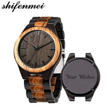 Load image into Gallery viewer, Men's Watch for Husband-Love-Dad-Customizable-Engraved Wooden Watches