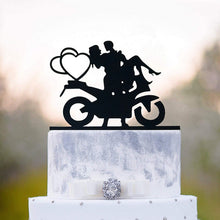 Load image into Gallery viewer, Motorcycle Couple - Mr and Mrs Biker Wedding Cake Top - Wedding Cake Topper