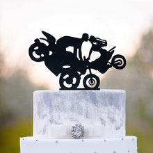 Load image into Gallery viewer, Motorcycle Couple - Mr and Mrs Biker Wedding Cake Top - Wedding Cake Topper