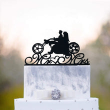 Load image into Gallery viewer, Motorcycle Couple - Mr and Mrs Biker Wedding Cake Top - Wedding Cake Topper