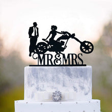 Load image into Gallery viewer, Motorcycle Couple - Mr and Mrs Biker Wedding Cake Top - Wedding Cake Topper