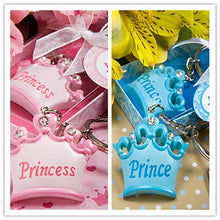 Load image into Gallery viewer, 100pcs/New Arrival Pink or Blue Crown Princess Key Chains. Great for baby shower favor or Baby Reveal
