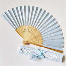 Load image into Gallery viewer, Lot of Thirty Pieces-Personalized Luxurious Silk Fold Hand Fan in Elegant Laser-Cut Gift Box-Party Favor