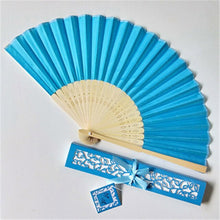 Load image into Gallery viewer, Lot of Thirty Pieces-Personalized Luxurious Silk Fold Hand Fan in Elegant Laser-Cut Gift Box-Party Favor