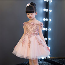 Load image into Gallery viewer, Flower Girl Bead Decoration Long Dress Wedding Party Off Shoulder Kids Princess Dresses