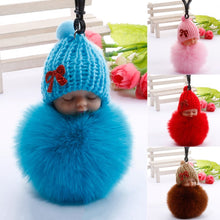 Load image into Gallery viewer, Gift Best Wish Sleeping Baby Plush Doll Fur Ball Key Chain Pendant Baby Shower Party Favors Gifts