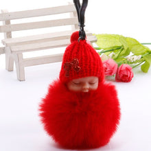 Load image into Gallery viewer, Gift Best Wish Sleeping Baby Plush Doll Fur Ball Key Chain Pendant Baby Shower Party Favors Gifts