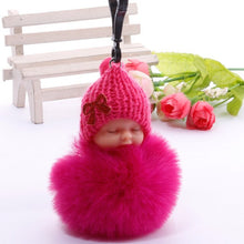 Load image into Gallery viewer, Sleeping Baby Plush Doll Fur Ball Key Chain Pendant Baby Shower Party Favors Gifts