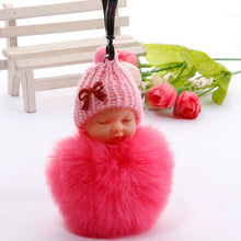 Load image into Gallery viewer, Gift Best Wish Sleeping Baby Plush Doll Fur Ball Key Chain Pendant Baby Shower Party Favors Gifts