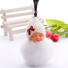 Load image into Gallery viewer, Gift Best Wish Sleeping Baby Plush Doll Fur Ball Key Chain Pendant Baby Shower Party Favors Gifts