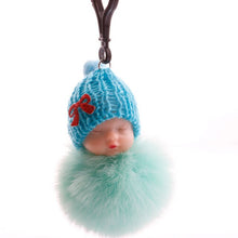 Load image into Gallery viewer, Gift Best Wish Sleeping Baby Plush Doll Fur Ball Key Chain Pendant Baby Shower Party Favors Gifts