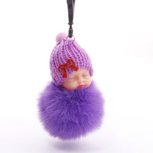 Load image into Gallery viewer, Gift Best Wish Sleeping Baby Plush Doll Fur Ball Key Chain Pendant Baby Shower Party Favors Gifts