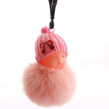 Load image into Gallery viewer, Gift Best Wish Sleeping Baby Plush Doll Fur Ball Key Chain Pendant Baby Shower Party Favors Gifts