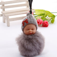 Load image into Gallery viewer, Gift Best Wish Sleeping Baby Plush Doll Fur Ball Key Chain Pendant Baby Shower Party Favors Gifts