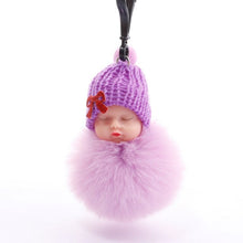 Load image into Gallery viewer, Gift Best Wish Sleeping Baby Plush Doll Fur Ball Key Chain Pendant Baby Shower Party Favors Gifts