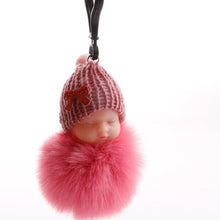 Load image into Gallery viewer, Gift Best Wish Sleeping Baby Plush Doll Fur Ball Key Chain Pendant Baby Shower Party Favors Gifts