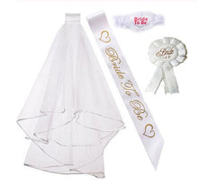 Load image into Gallery viewer, Team Bride Set White Bridal Wedding Veil Bride To Be Satin Sash Bachelorette Party Bridal Shower
