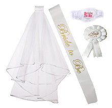 Load image into Gallery viewer, Team Bride Set White Bridal Wedding Veil Bride To Be Satin Sash Bachelorette Party Bridal Shower