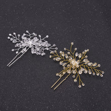Load image into Gallery viewer, Gold Prom Bride Bridesmaid Hair Accessories Pearl Hair Pin Clip Luxury Crystal Rhinestone Wedding Hairpins Sticks For Women