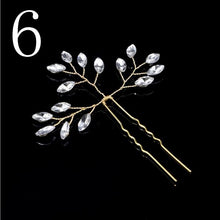 Load image into Gallery viewer, Gold Prom Bride Bridesmaid Hair Accessories Pearl Hair Pin Clip Luxury Crystal Rhinestone Wedding Hairpins Sticks For Women