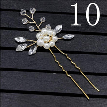 Load image into Gallery viewer, Gold Prom Bride Bridesmaid Hair Accessories Pearl Hair Pin Clip Luxury Crystal Rhinestone Wedding Hairpins Sticks For Women