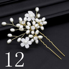 Load image into Gallery viewer, Gold Prom Bride Bridesmaid Hair Accessories Pearl Hair Pin Clip Luxury Crystal Rhinestone Wedding Hairpins Sticks For Women