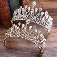 Load image into Gallery viewer, Wedding Bridal Crystal and Pearls Tiara Crowns Princess Queen of Heart