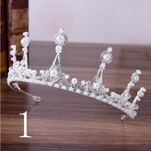 Load image into Gallery viewer, Wedding Bridal Crystal and Pearls Tiara Crowns Princess Queen of Heart