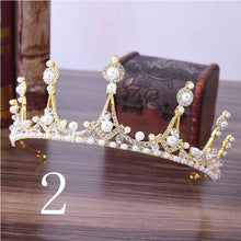 Load image into Gallery viewer, Wedding Bridal Crystal and Pearls Tiara Crowns Princess Queen of Heart