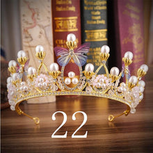 Load image into Gallery viewer, Wedding Bridal Crystal and Pearls Tiara Crowns Princess Queen of Heart