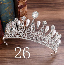 Load image into Gallery viewer, Wedding Bridal Crystal and Pearls Tiara Crowns Princess Queen of Heart