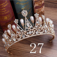 Load image into Gallery viewer, Wedding Bridal Crystal and Pearls Tiara Crowns Princess Queen of Heart