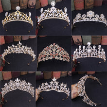 Load image into Gallery viewer, Crystal Rhinestone Gold Silver and Pearls Bridal Tiaras and Quince Crowns for Events