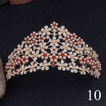 Load image into Gallery viewer, Crystal Rhinestone Gold Silver and Pearls Bridal Tiaras and Quince Crowns for Events