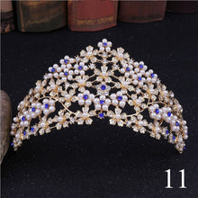 Load image into Gallery viewer, Crystal Rhinestone Gold Silver and Pearls Bridal Tiaras and Quince Crowns for Events