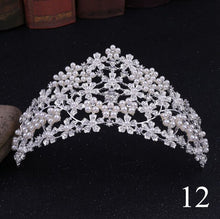 Load image into Gallery viewer, Crystal Rhinestone Gold Silver and Pearls Bridal Tiaras and Quince Crowns for Events