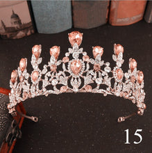 Load image into Gallery viewer, Crystal Rhinestone Gold Silver and Pearls Bridal Tiaras and Quince Crowns for Events