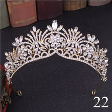 Load image into Gallery viewer, Crystal Rhinestone Gold Silver and Pearls Bridal Tiaras and Quince Crowns for Events