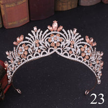 Load image into Gallery viewer, Crystal Rhinestone Gold Silver and Pearls Bridal Tiaras and Quince Crowns for Events