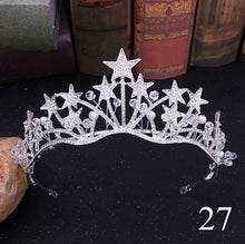 Load image into Gallery viewer, Crystal Rhinestone Gold Silver and Pearls Bridal Tiaras and Quince Crowns for Events