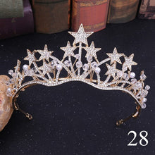 Load image into Gallery viewer, Crystal Rhinestone Gold Silver and Pearls Bridal Tiaras and Quince Crowns for Events