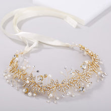 Load image into Gallery viewer, Vintage Baroque Gold Pearl Leaf Bridal Tiara Crystal Crown-Wedding Hairbands-Headpieces