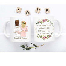 Load image into Gallery viewer, Custom Made Bride with Maid Of Honor Mug, Best Friend Bestie Gifts, Bride Bridal Shower Party Bachelorette Gift