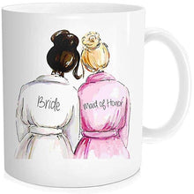 Load image into Gallery viewer, Custom Made Bride with Maid Of Honor Mug, Best Friend Bestie Gifts, Bride Bridal Shower Party Bachelorette Gift