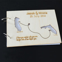 Load image into Gallery viewer, World Map Wedding Personalized Custom Guestbook - A Keepsake Wooden Book
